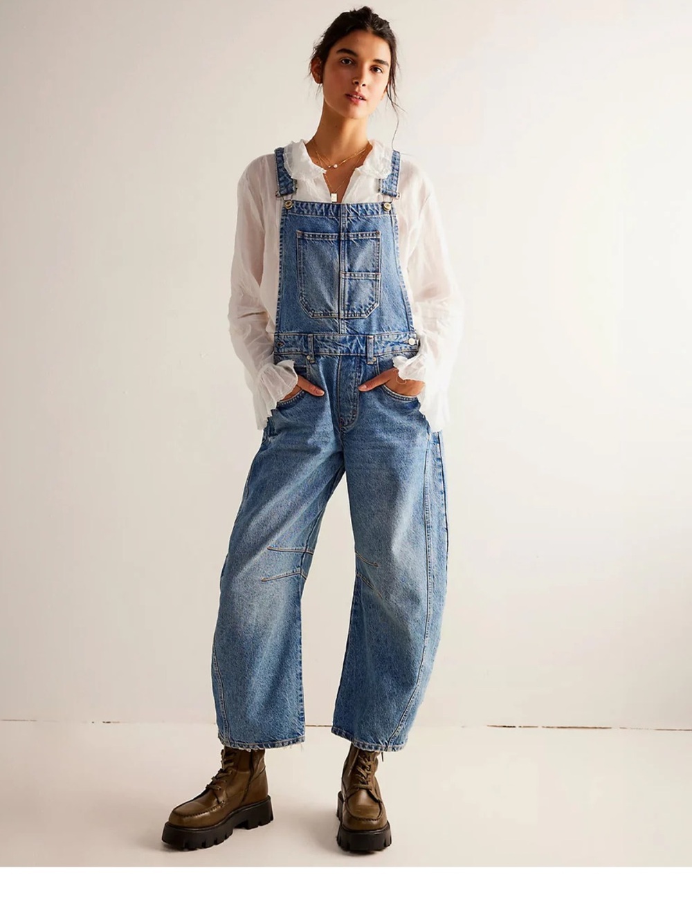 WE THE FREE GOOD LUCK BARREL OVERALLS - ULTRA LIGHT BEAM